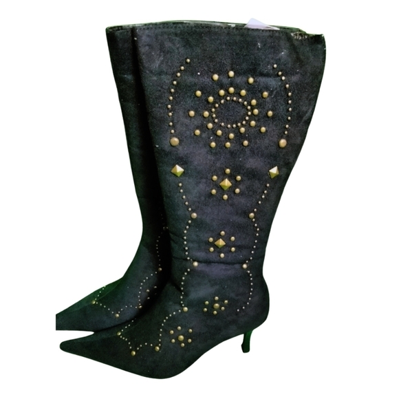 FAUX suede studded boots size 6 mode Italy - Picture 4 of 8